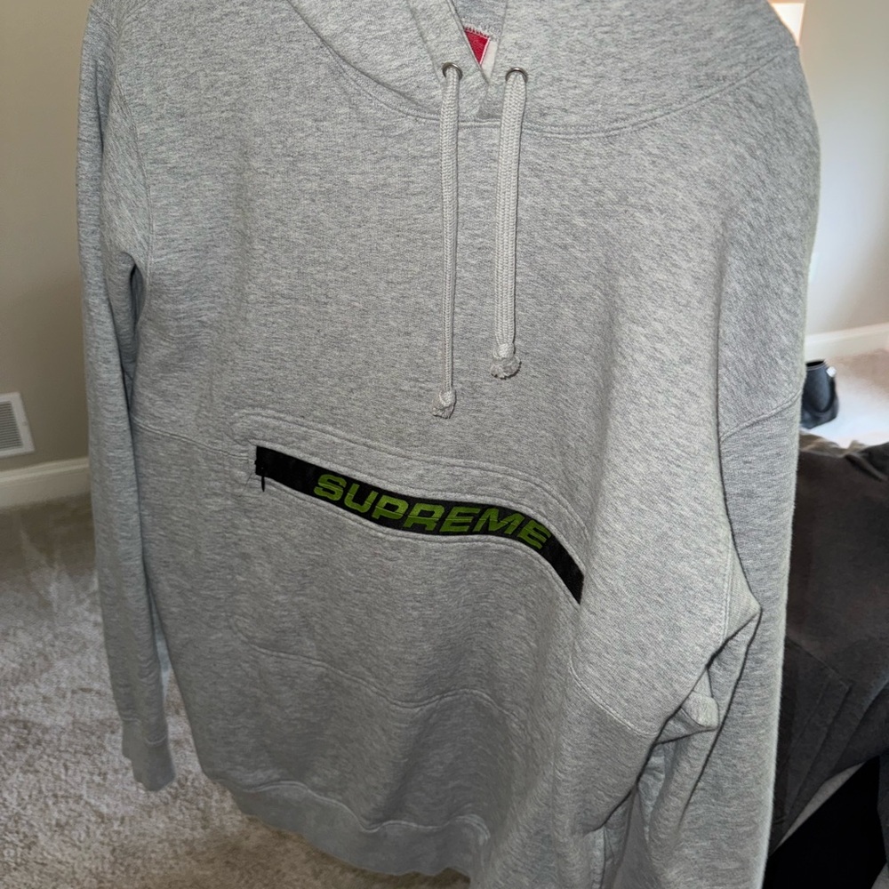 Supreme Gray Sweater with Neon Accent